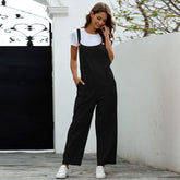 Retro Casual Long Suspender Jumpsuit